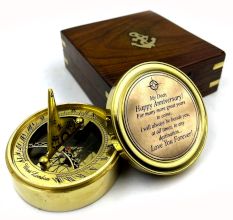 Brass Sundial Compass Gift with Engraved Message